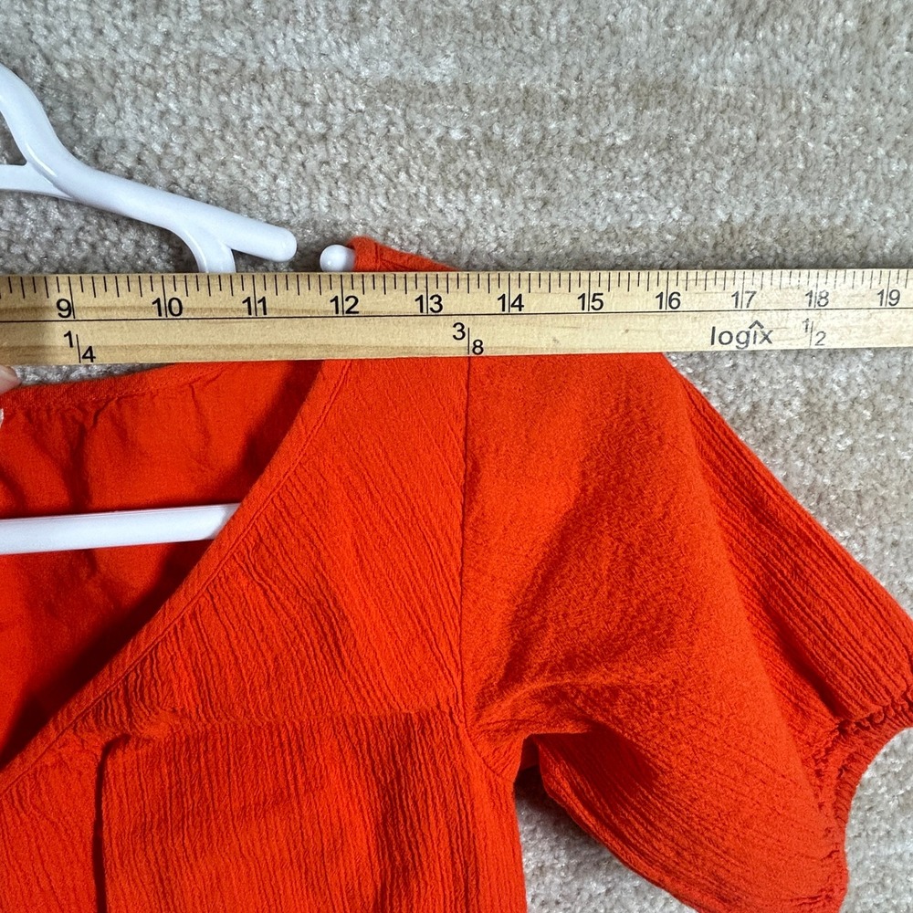 J.Crew Womens Boho G3319 Crinkle Gauze V-Neck Tunic Top Orange XXS - Picture 9 of 11